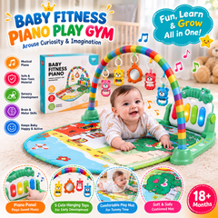 Baby Fitness Piano Play Gym Mat with Musical Keyboard & Hanging Toys | Infant Activity Gym | Tummy Time Play Mat for Babies 0-18 Months
