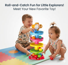 Roll Ball Baby Play Toy – Funny Educational Rolling Swirl Ball 5 Tier Multi-Colored Ramp Game for Babies & Toddlers | Best Birthday Gift
