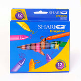 🦈🖍️ Shark W-3112 Jumbo Wax Crayons – 12 Assorted Colours | Thick & Chunky Crayons for Kids, Toddlers & Preschoolers | Bold, Smooth & Non-Toxic Colouring Set 🌈✨