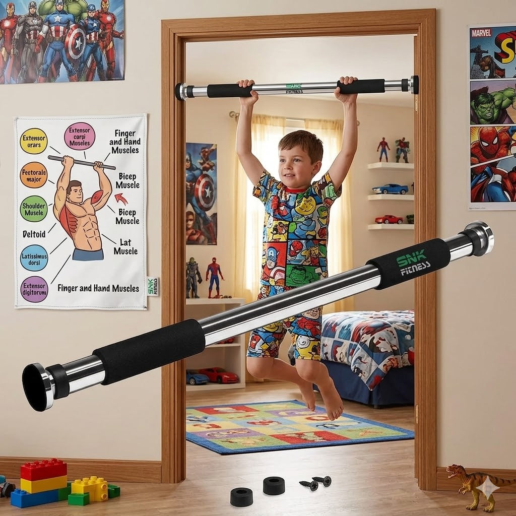 💪🚪 Iron Doorway Gym Bar – Silver | Heavy-Duty Pull Up Bar for Home Workout | No Screws Needed | Upper Body Strength Training Bar for Doorframe 🏋️‍♂️✨