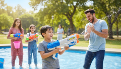 2-in-1 Water Spray Gun &amp; Soft Ball Blaster Toy Set for Children with Targets