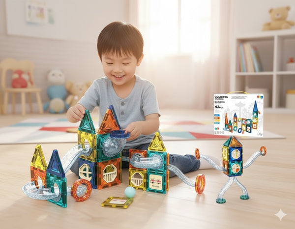 42 Pieces Magnetic Building Blocks for Kids – STEM Educational Construction Toy Set