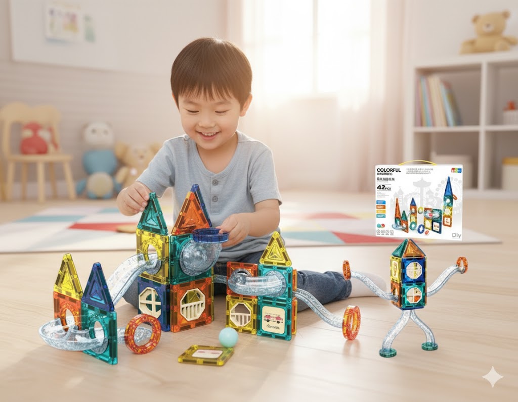 42 Pieces Magnetic Building Blocks for Kids – STEM Educational Construction Toy Set