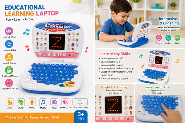 Kids Learning Machine Computer Toy – Interactive Educational Laptop with ABC, Numbers, Music & Games