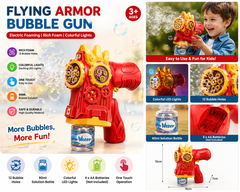 Flying Armor Bubble Gun for Kids – Automatic Bubble Blaster with LED Lights