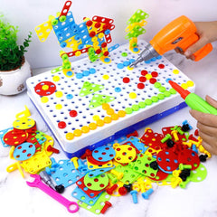 Kids Electric Drill Puzzle Set – DIY Educational Construction Board Toy (144 Pieces)