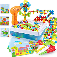 Kids Electric Drill Puzzle Set – DIY Educational Construction Board Toy (144 Pieces)