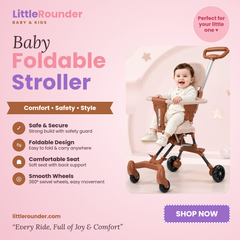 Foldable Lightweight Baby Stroller | Reversible Baby Pram & Toddler Pushchair with Adjustable Handle, 360° Wheels & Safety Brake