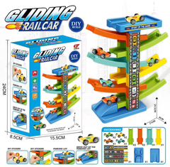 DIY Assembled Gliding Race Track with Parking Lot & Mini Cars| Educational Vehicle Playset Gift for Boys(6 parkinglot)
