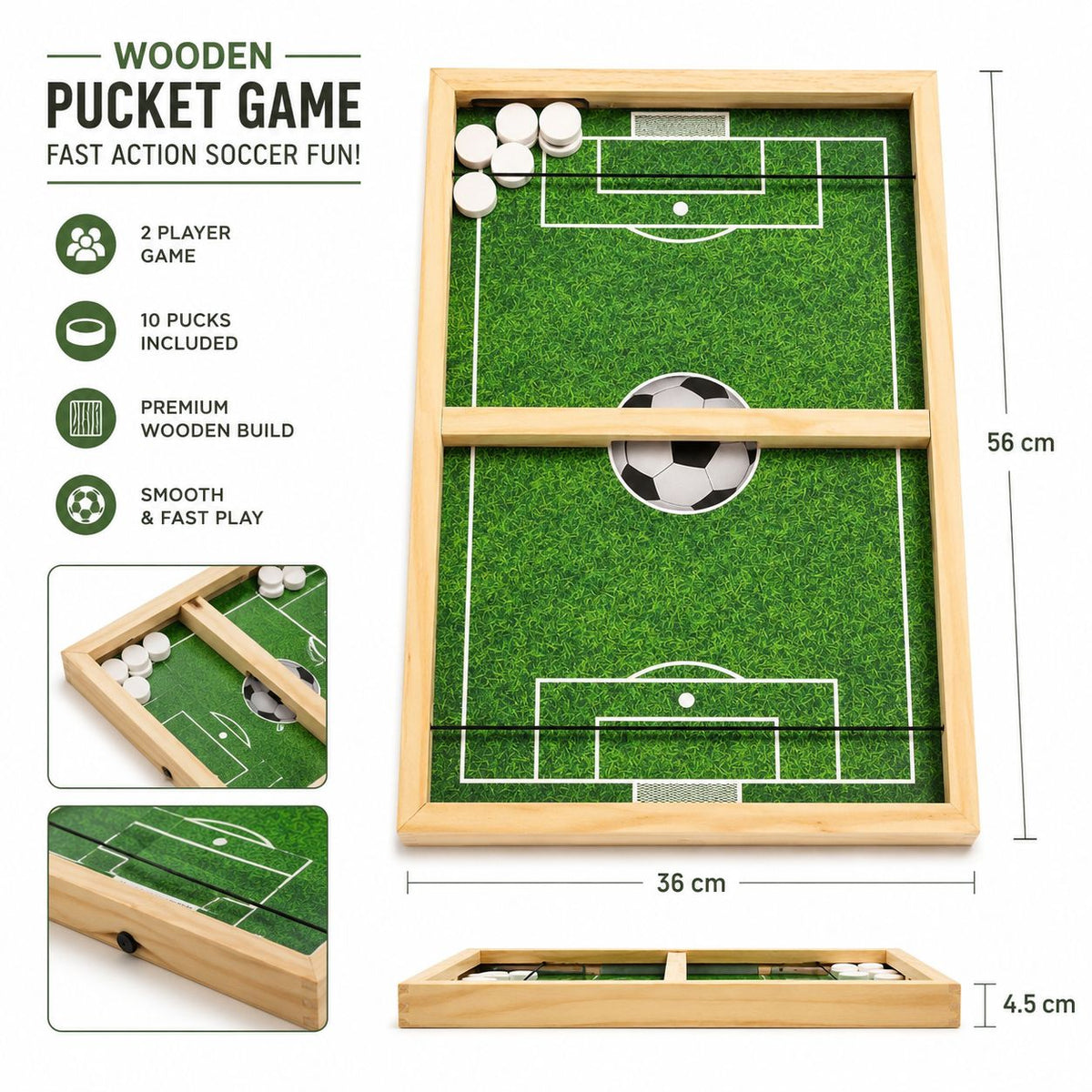 Fast Sling Pucket Game – Wooden Table Hockey Board Game for Kids & Family