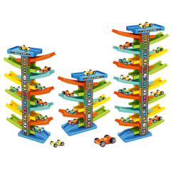 DIY Assembled Gliding Race Track with Parking Lot & Mini Cars| Educational Vehicle Playset Gift for Boys(6 parkinglot)