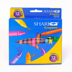 🦈🖍️ Shark W-3112 Jumbo Wax Crayons – 12 Assorted Colours | Thick & Chunky Crayons for Kids, Toddlers & Preschoolers | Bold, Smooth & Non-Toxic Colouring Set 🌈✨