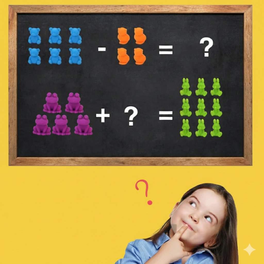 Montessori Counting & Sorting Game - Color Counting Classification Toys with Matching Bowls and Tweezers (Random design) - Image 4