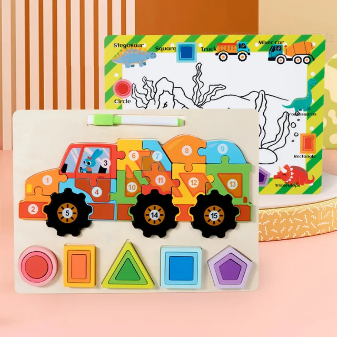 Wooden 3-in-1 Learning Board – Kids Wooden 3D Puzzle Board - Image 7