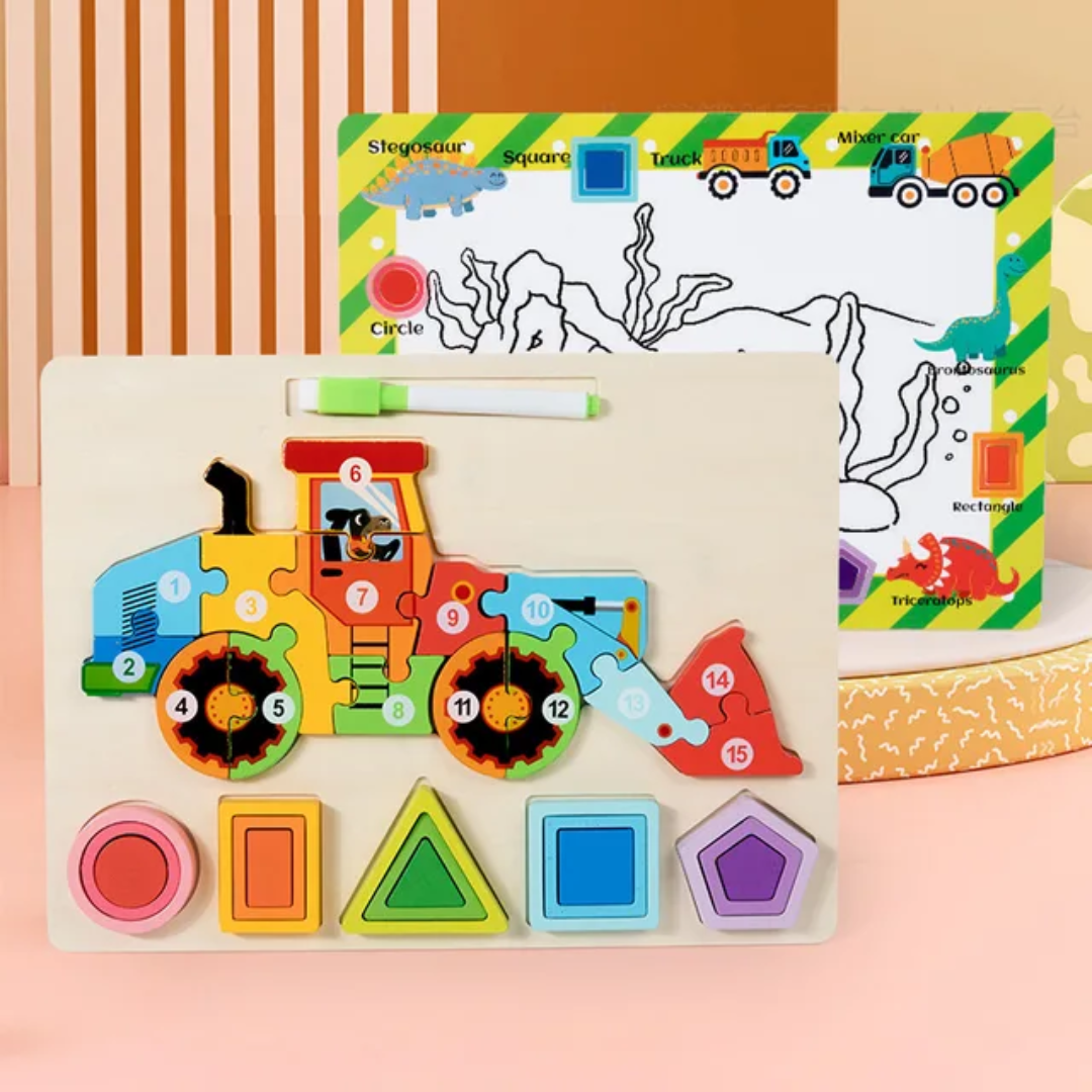 Wooden 3-in-1 Learning Board – Kids Wooden 3D Puzzle Board - Image 3