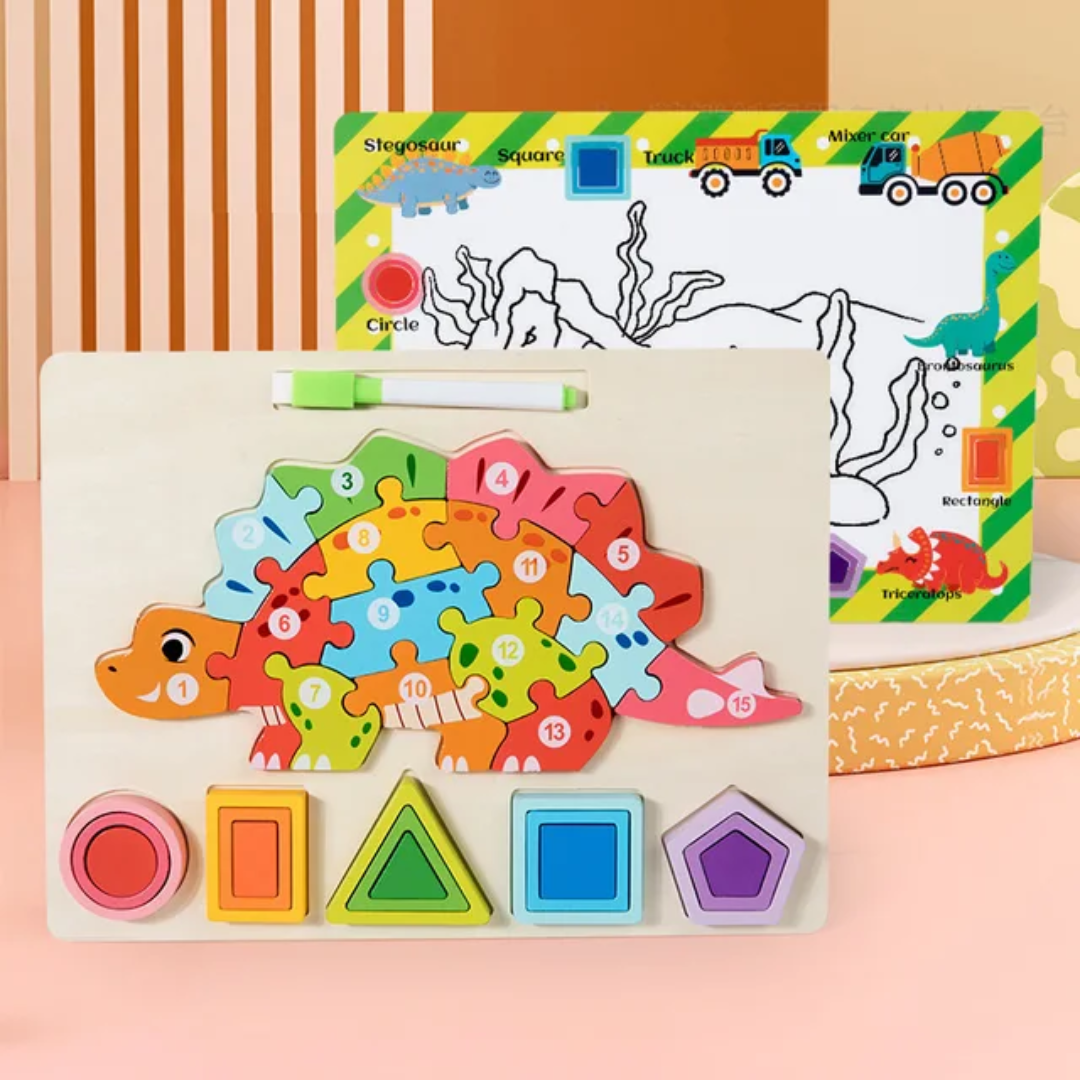 Wooden 3-in-1 Learning Board – Kids Wooden 3D Puzzle Board - Image 4