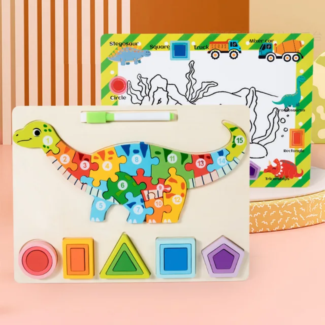 Wooden 3-in-1 Learning Board – Kids Wooden 3D Puzzle Board - Image 5
