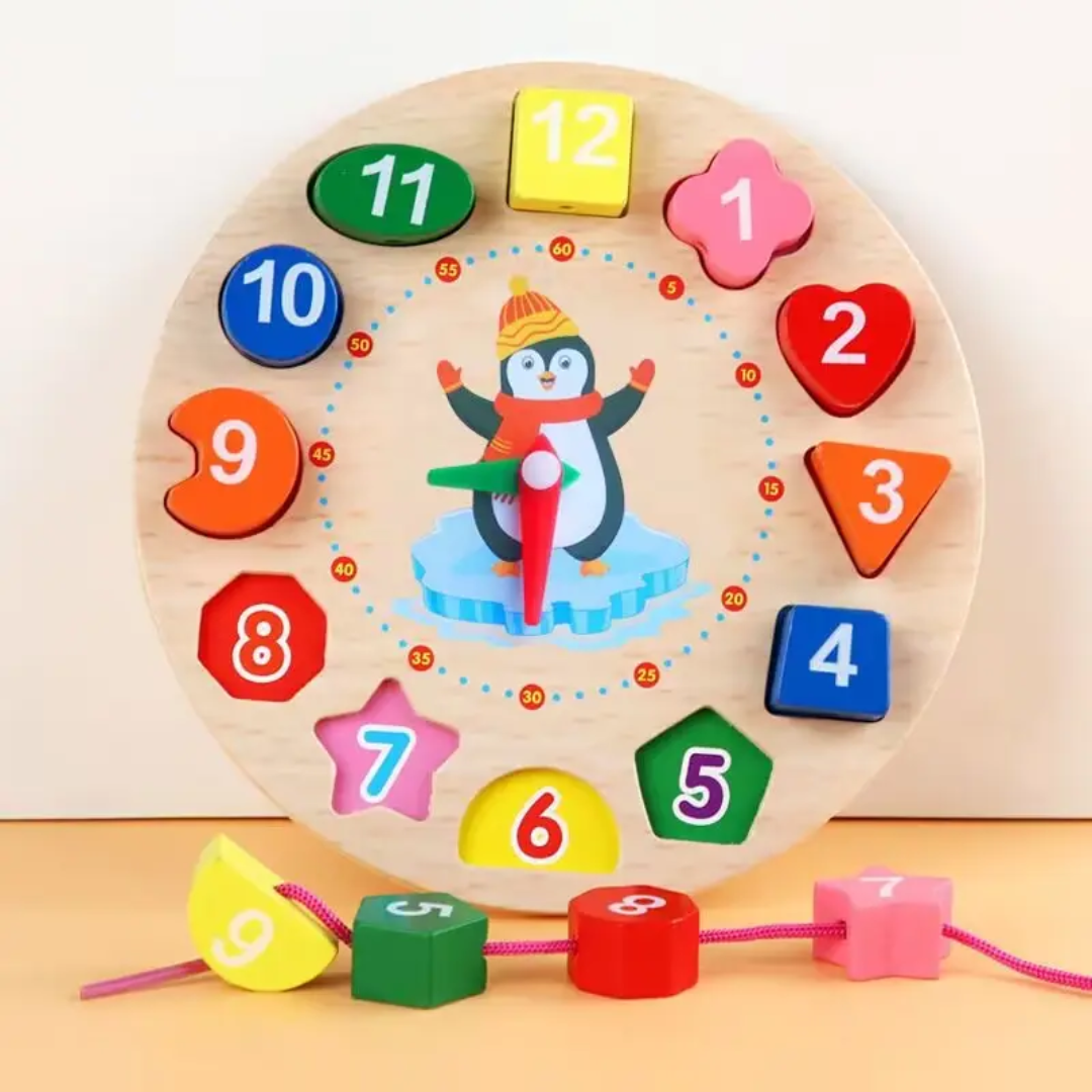 Wooden Seton Clock | Colorful Number Puzzle Teaching Clock