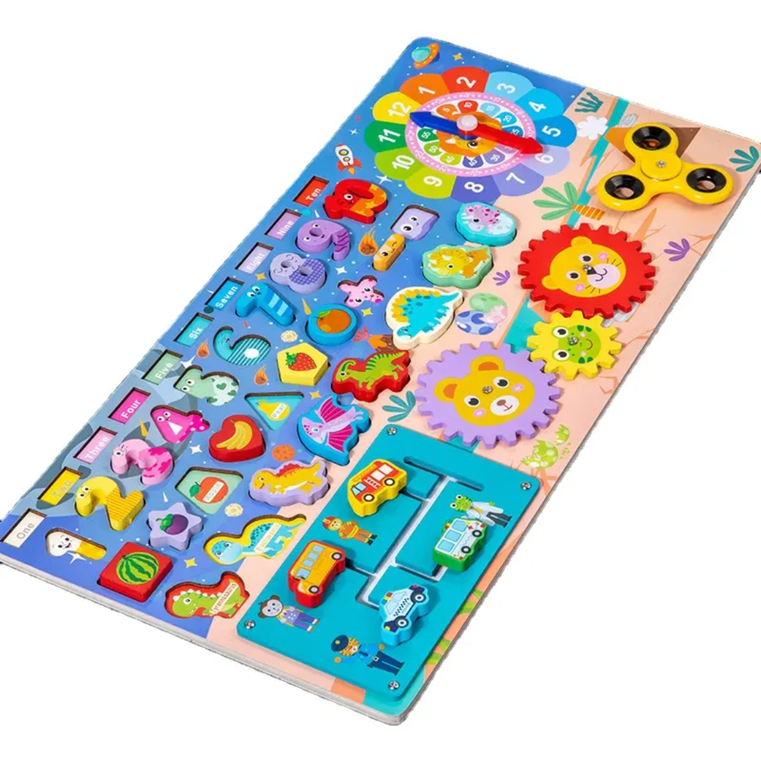 Multifunctional Logarithm Board | Multifunctional Wooden Busy Board | 8-in-1 Early Learning Board - Image 5