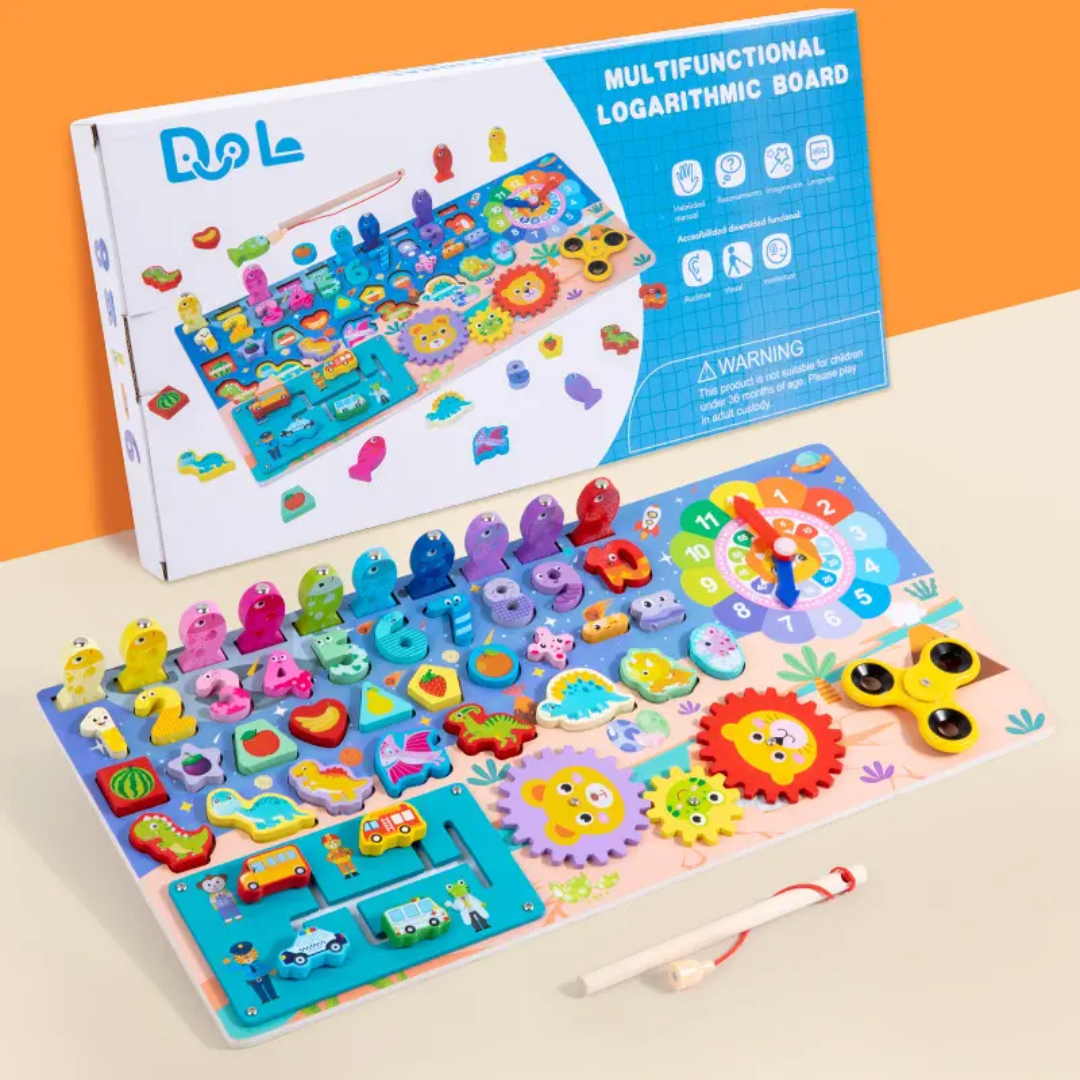 Multifunctional Logarithm Board | Multifunctional Wooden Busy Board | 8-in-1 Early Learning Board - Image 6