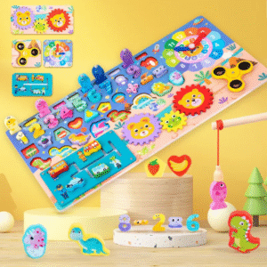 Multifunctional Logarithm Board | Multifunctional Wooden Busy Board | 8-in-1 Early Learning Board