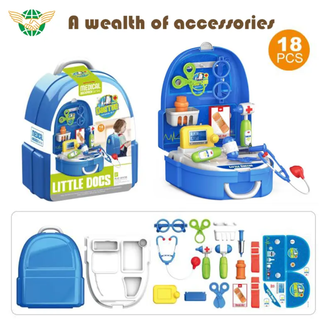 17-Pcs Kids Doctor Playset Backpack | Educational Role-Play Medical Toys| Pretend Play Doctor Set - Image 7