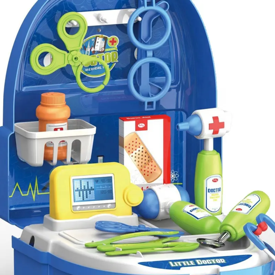 17-Pcs Kids Doctor Playset Backpack | Educational Role-Play Medical Toys| Pretend Play Doctor Set - Image 3