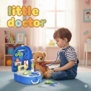 17-Pcs Kids Doctor Playset Backpack | Educational Role-Play Medical Toys| Pretend Play Doctor Set