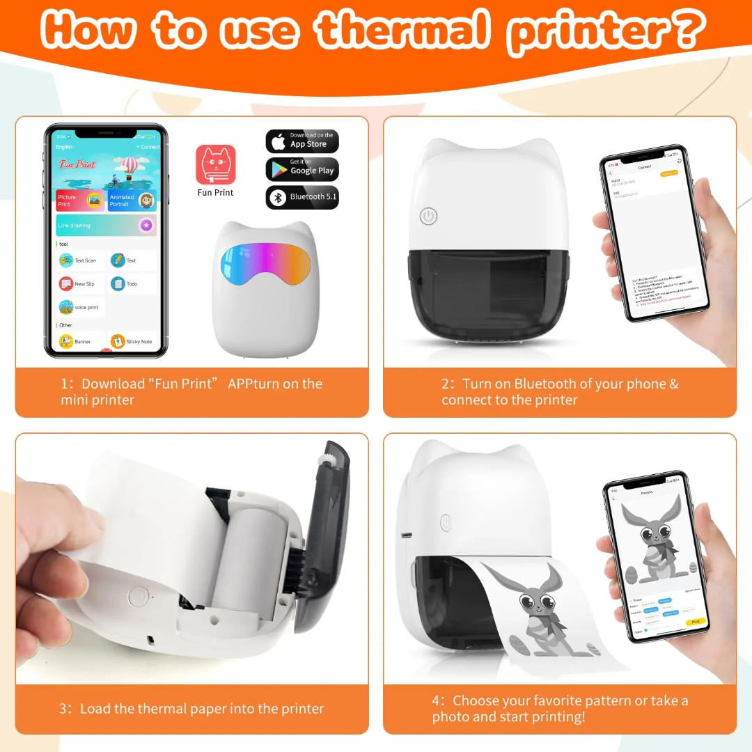 Portable HD Mini Printer | Mini Printer| Mobile photo printer | Wireless Photo printer - Image 3