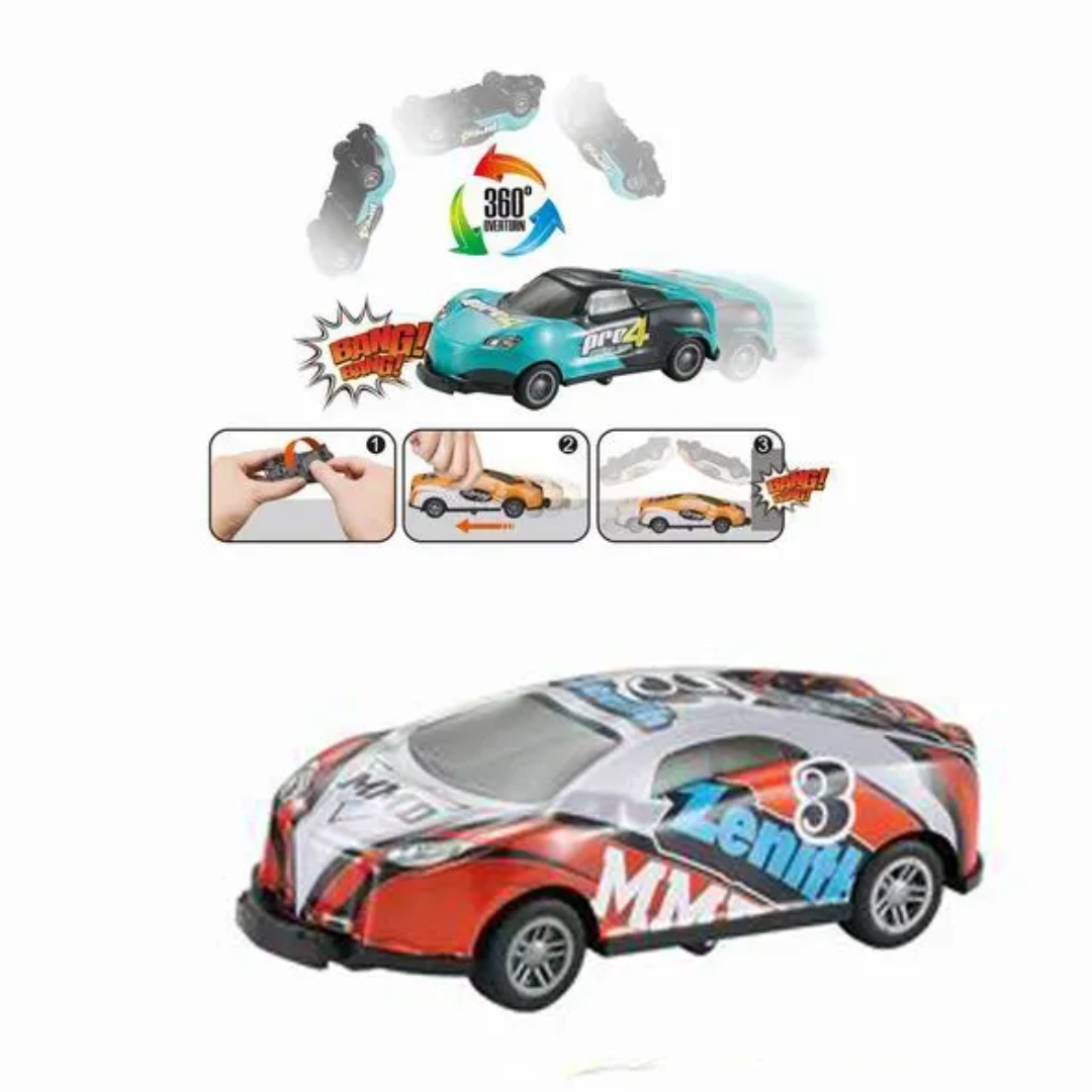 5 Pcs-Crash Racing Car | Pullback Alloy Tin Body Racing Car Set of 5 | Colourful Die Cast Stunt Model Car Toy - Image 3