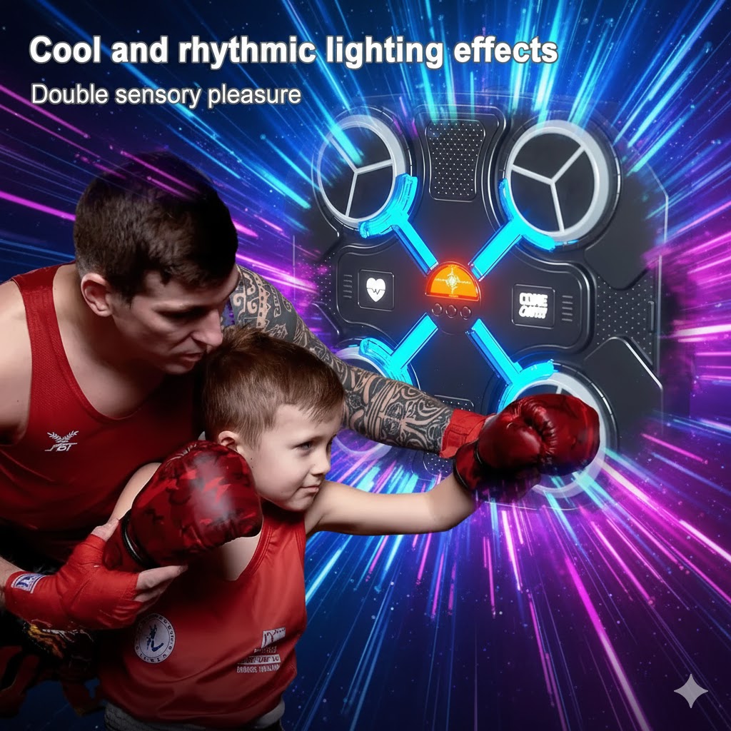 BoxerBeat Glow Arena Electronic Musical Boxing Game with LED Lights & Gloves - Image 4