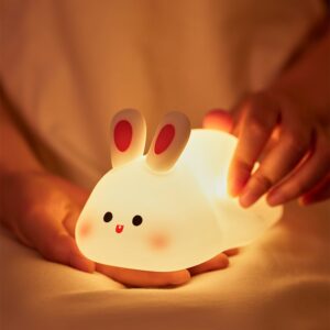 DreamBunny Rabbit Night Light – Soft Silicone Touch Control Lamp for Kids Room