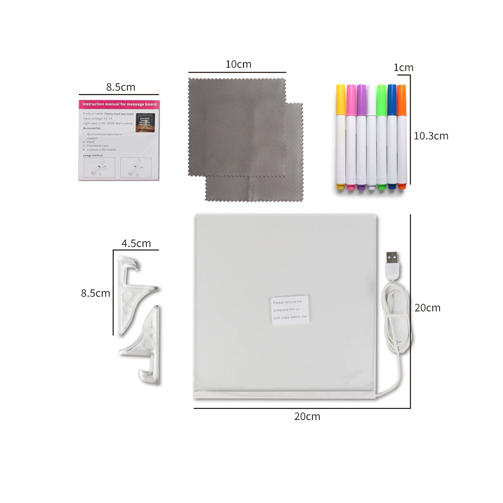 Acrylic LED Board With Colorful Night Light & Neon Pens | Acrylic Dry Erase Board With Light 6*6 Inches - Image 2