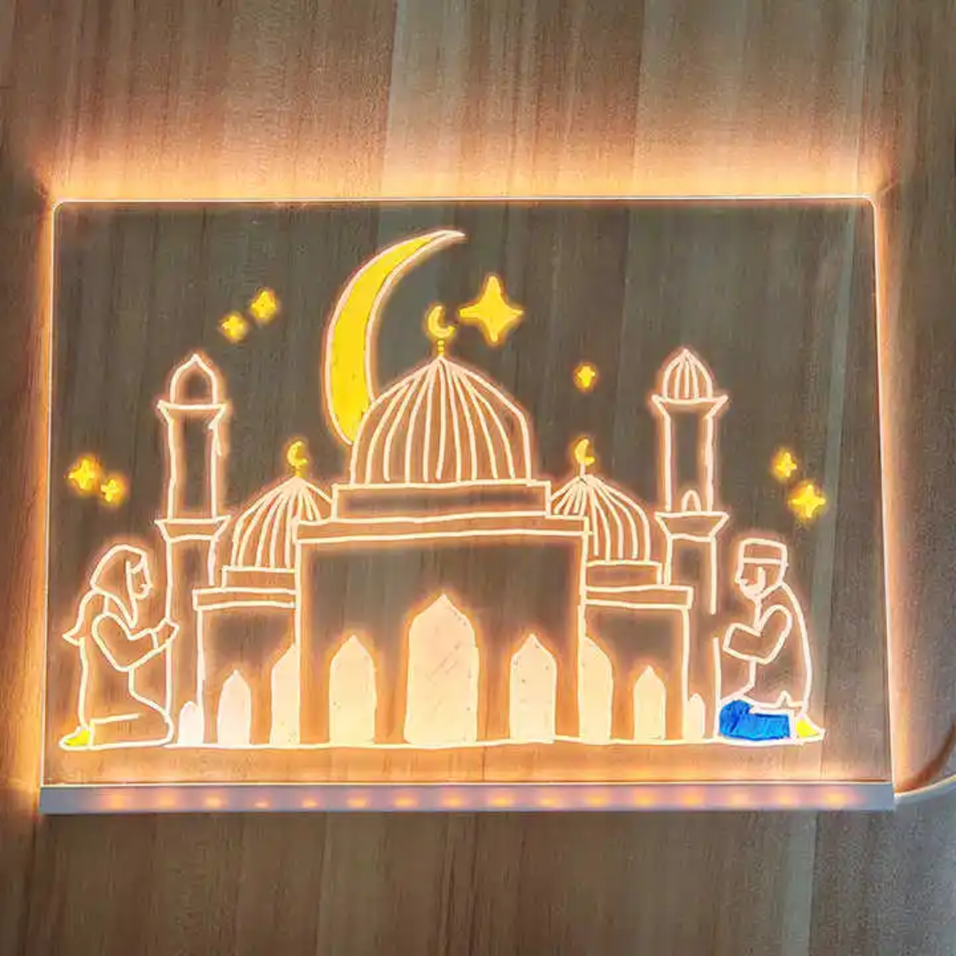Acrylic LED Board With Colorful Night Light & Neon Pens | Acrylic Dry Erase Board With Light 6*6 Inches - Image 8