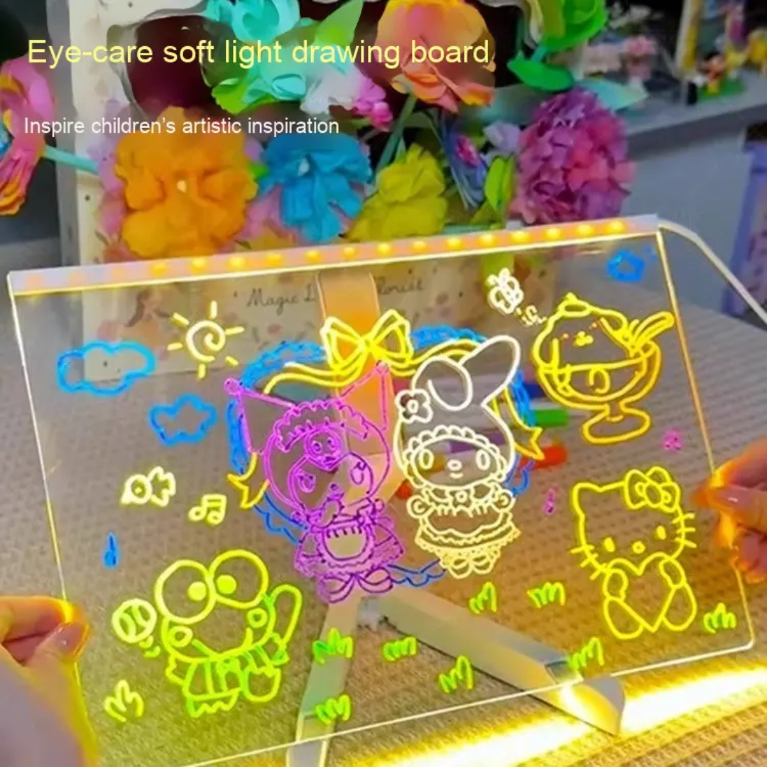 Acrylic LED Board With Colorful Night Light & Neon Pens | Acrylic Dry Erase Board With Light 6*6 Inches - Image 10