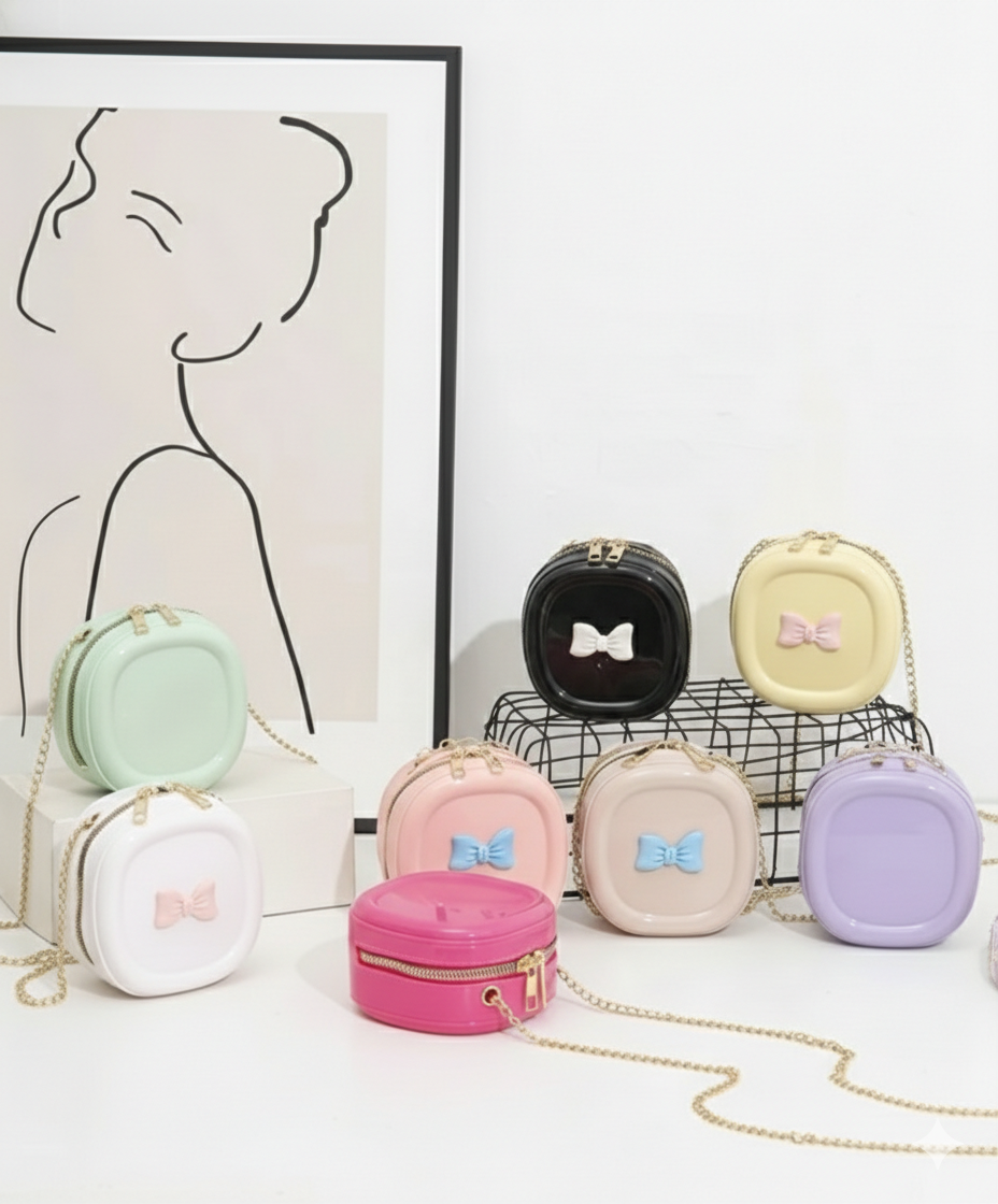 Cute Bow Bags For Girls | Fiber Bags Latest Design ( 5×5*) (Random Colour)