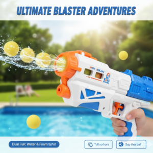 2-in-1 Water Spray Gun & Soft Ball Blaster Toy Set for Children with Targets
