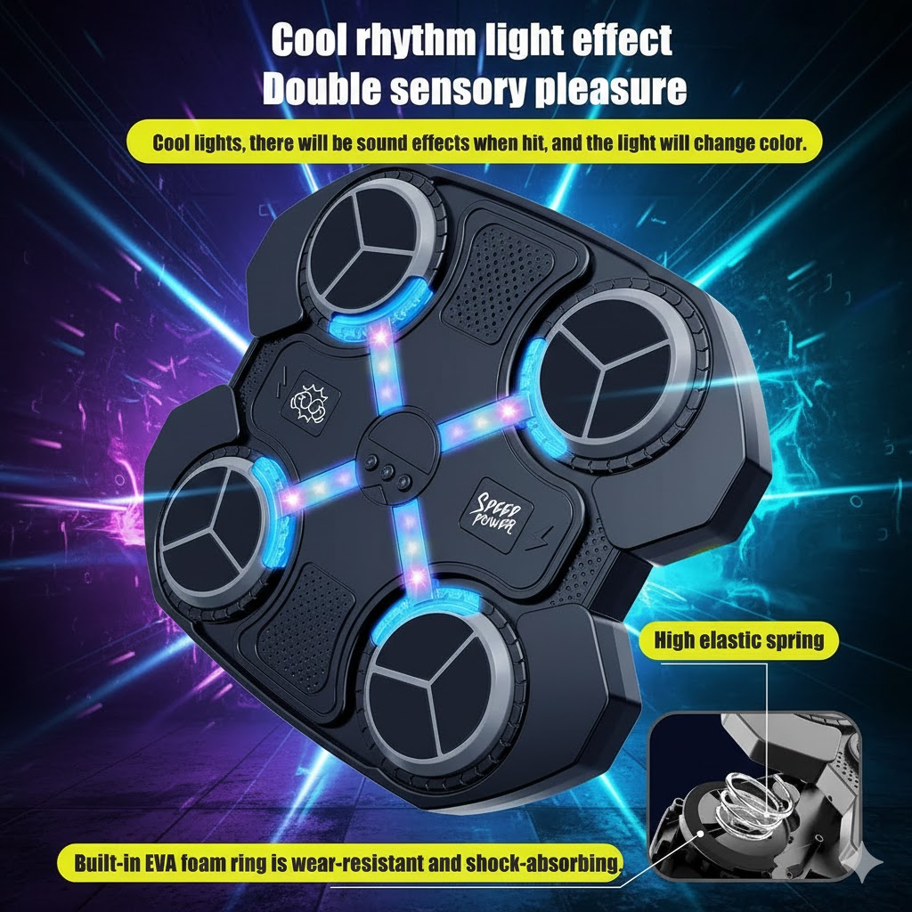 BoxerBeat Glow Arena Electronic Musical Boxing Game with LED Lights & Gloves - Image 2