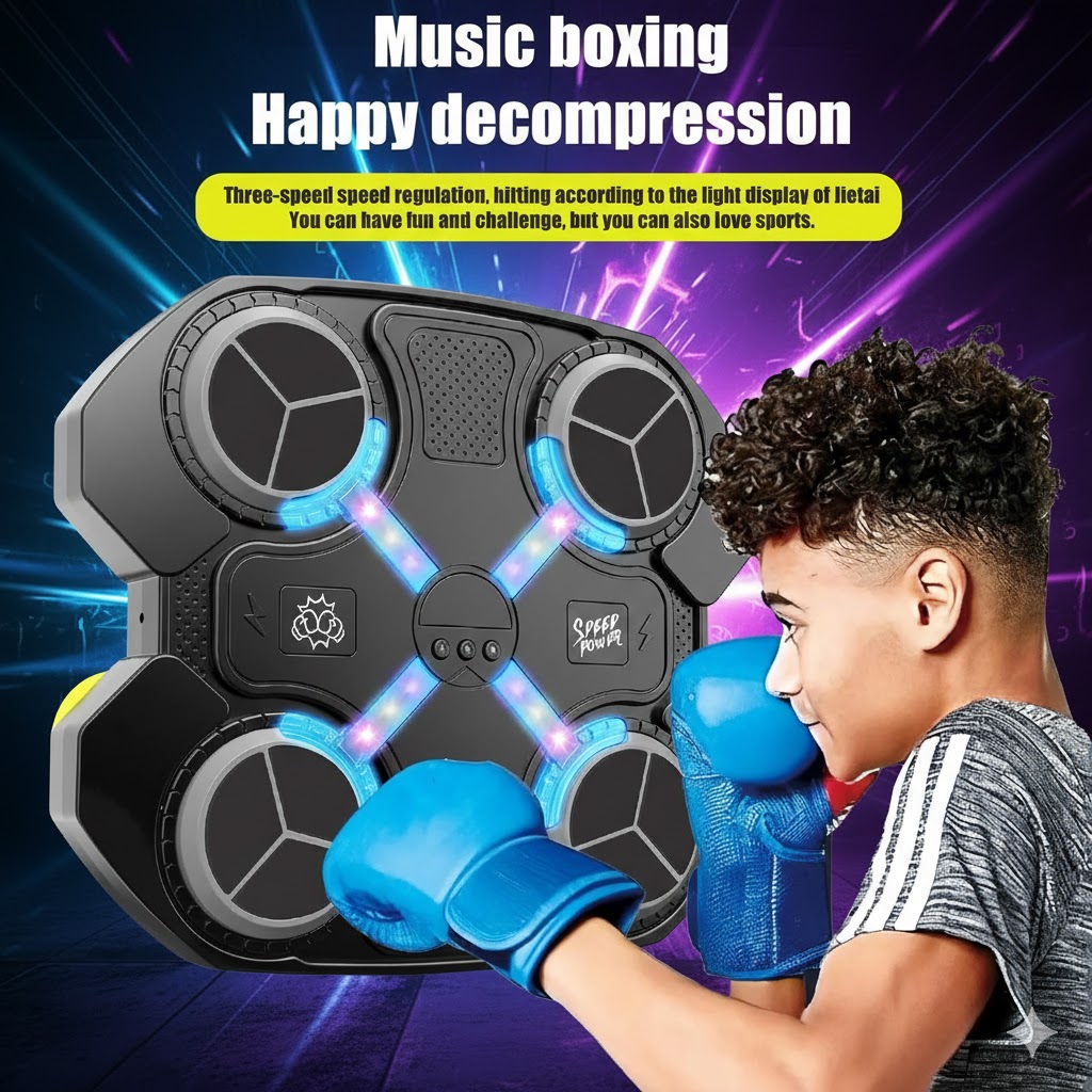 BoxerBeat Glow Arena Electronic Musical Boxing Game with LED Lights & Gloves