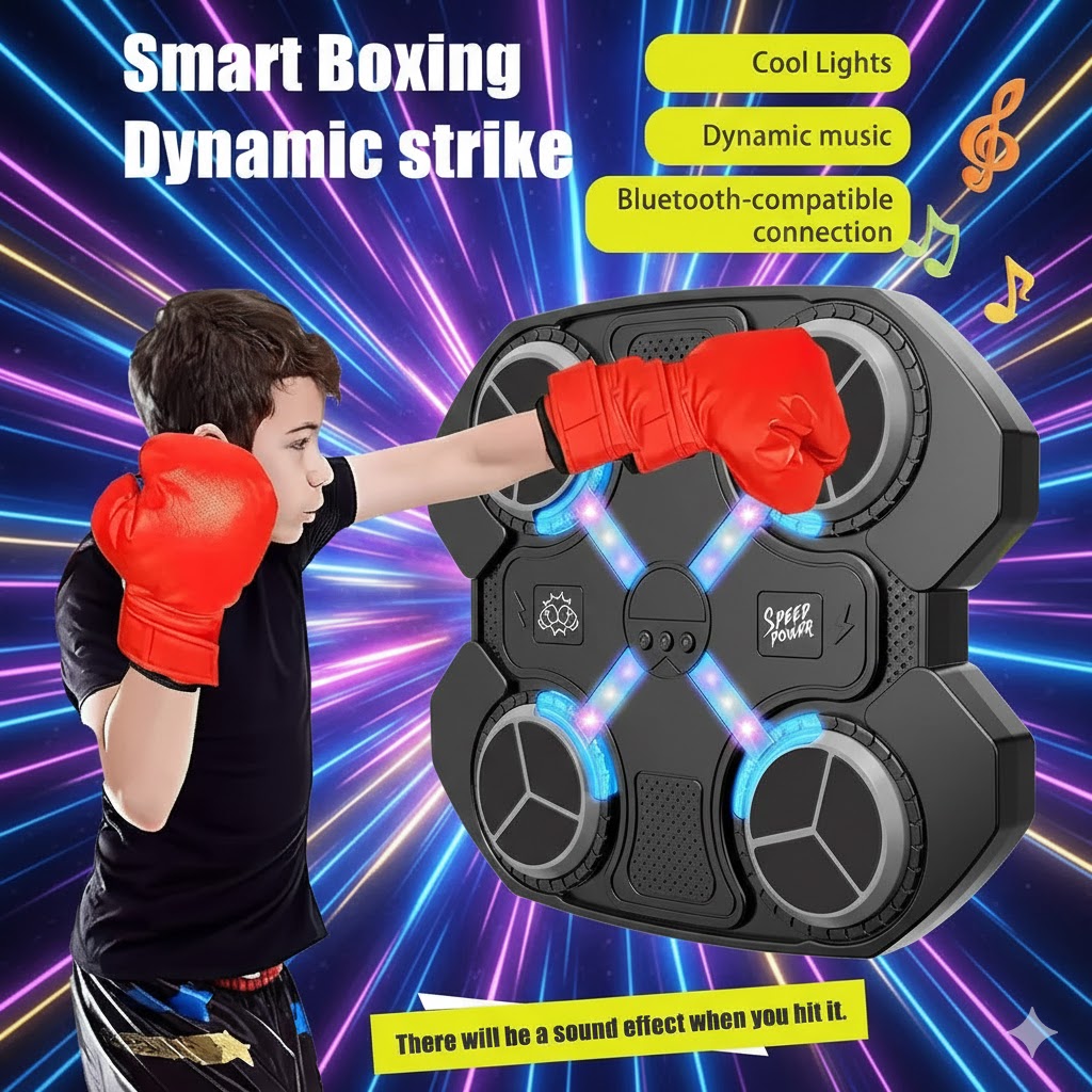BoxerBeat Glow Arena Electronic Musical Boxing Game with LED Lights & Gloves - Image 3