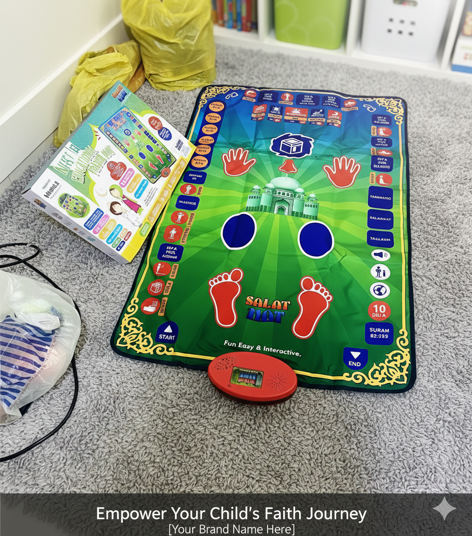 Kids Muslim Prayer Rug Big Size- Electronic Islamic Prayer Carpet Mat, Teaching Talking Music Mat with Worship Step Guide for Kids Toddlers - Image 2