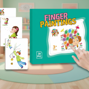 Kids Washable Finger Paint Stamp Set | 12 Colors + Doodle Drawing Book (30 Cards)