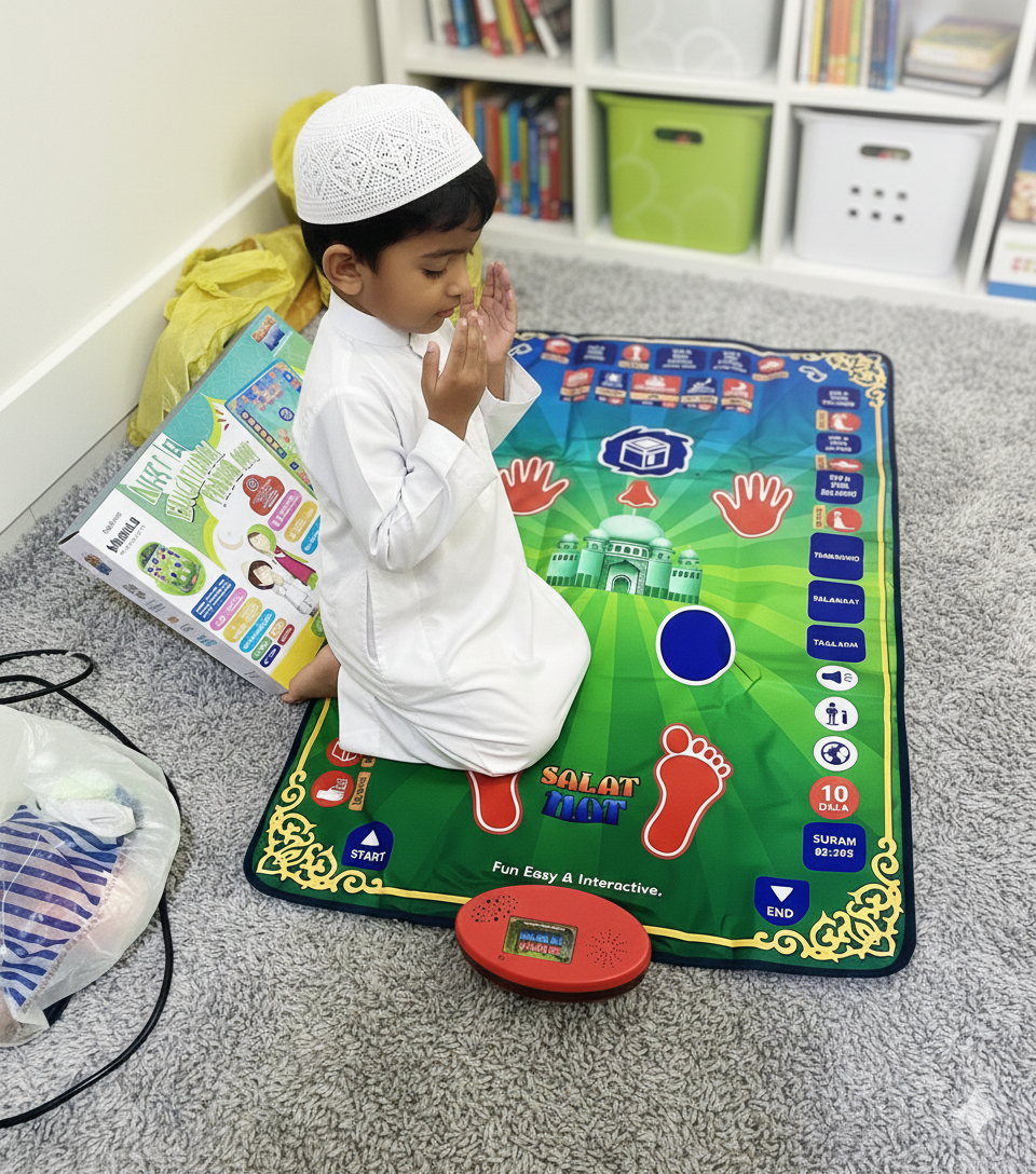 Kids Muslim Prayer Rug Big Size- Electronic Islamic Prayer Carpet Mat, Teaching Talking Music Mat with Worship Step Guide for Kids Toddlers - Image 5