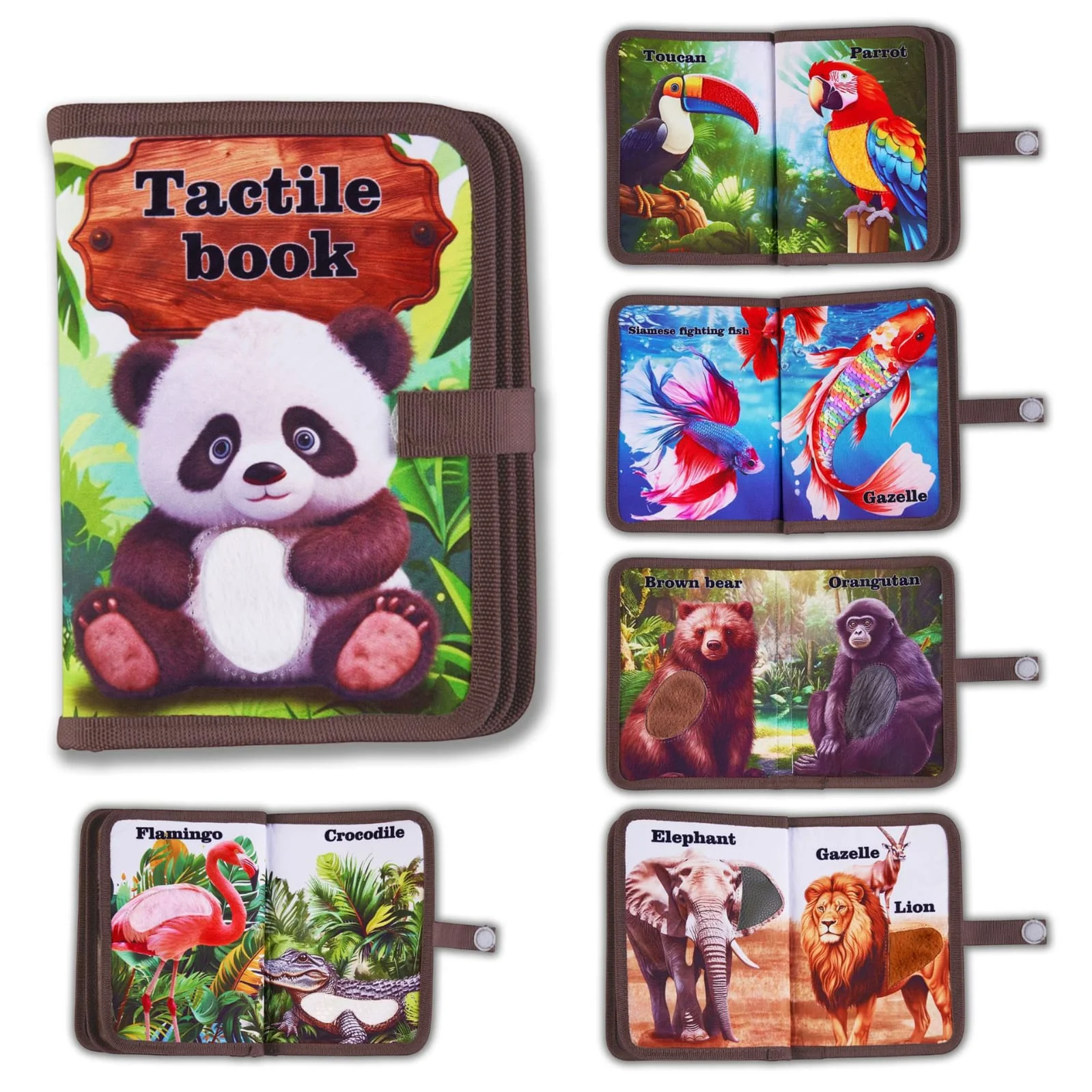 Wild Animals Tactile Touch and Feel Sensory Book - 360°