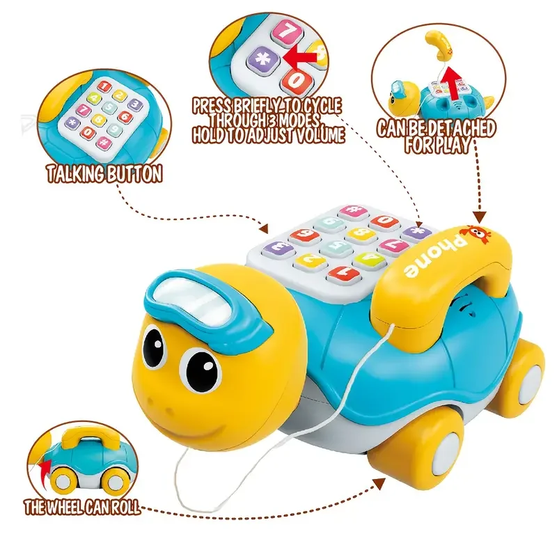 Musical Turtle Crawling Toy with Interactive Phone - Baby Learning Toy - Image 2
