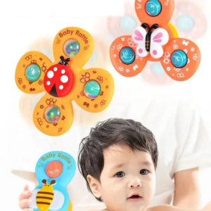 Baby Rattles Spinner Set – Pack of 3 | Kids Bath Toy Set | Suction Cup Rotating Toy |